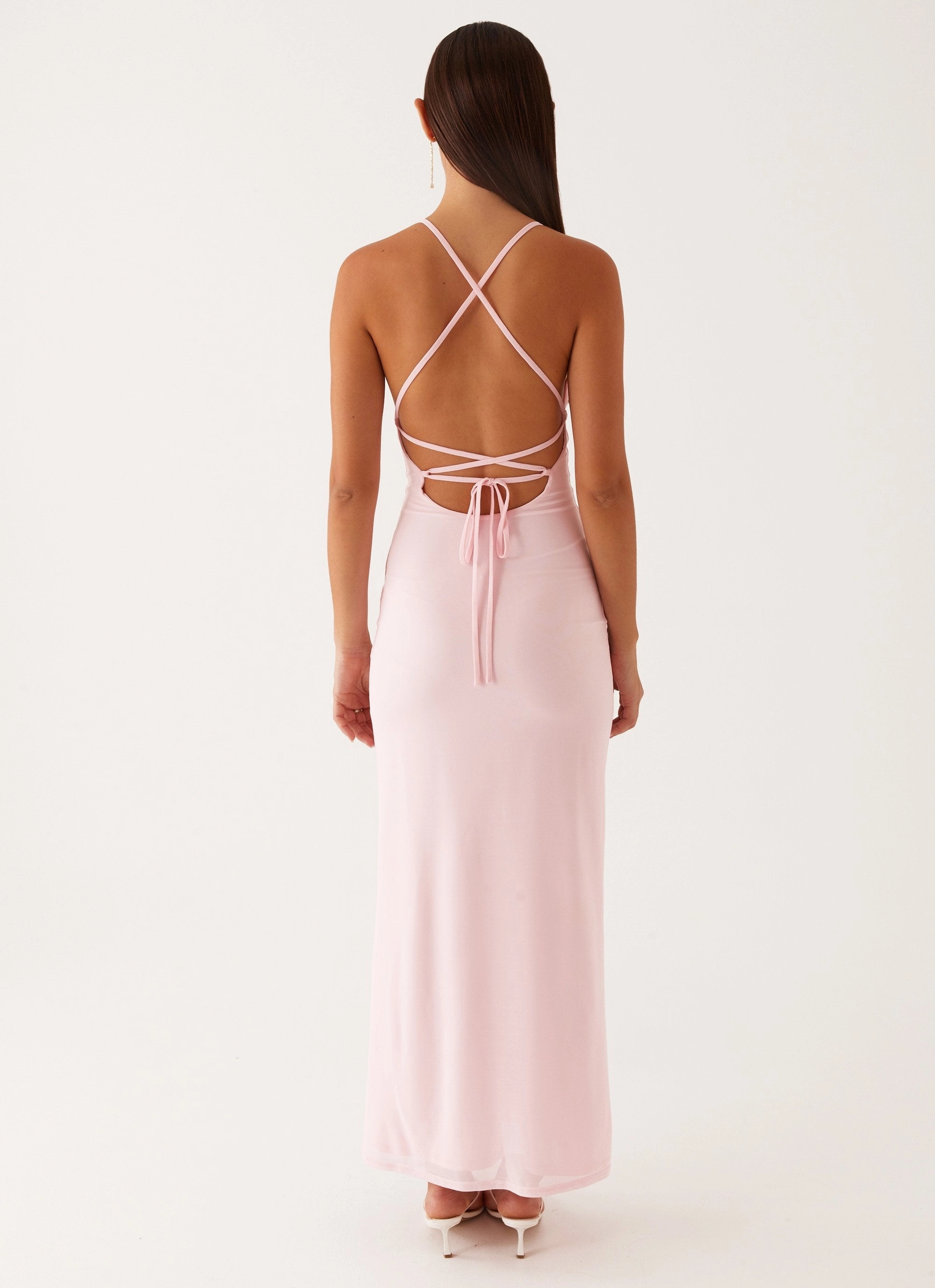 Beki Beaded Mesh Maxi Dress - Pink Refined touch Sleeveless Cut