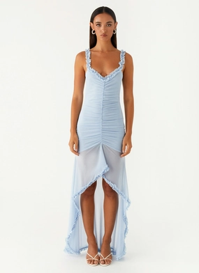Belinda Maxi Dress - Blue Waist Seam Sporty-Look
