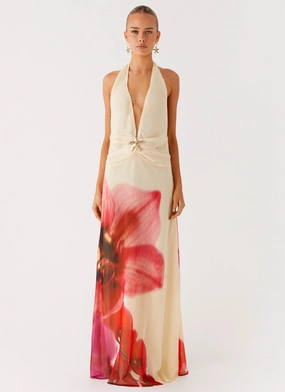 Belivia Maxi Dress - Yellow Bloom Heart Tone Casual Layering