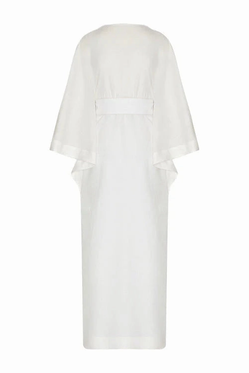Curve Friendly Cozy Touch Volare Caftan Dress in Off-White