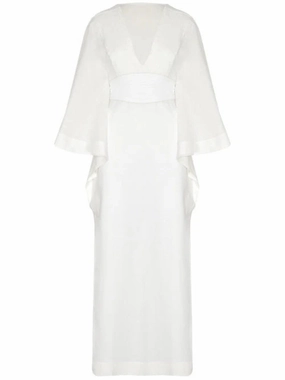 Volare Caftan Dress in Off-White Soft-Lining Trendy Wear