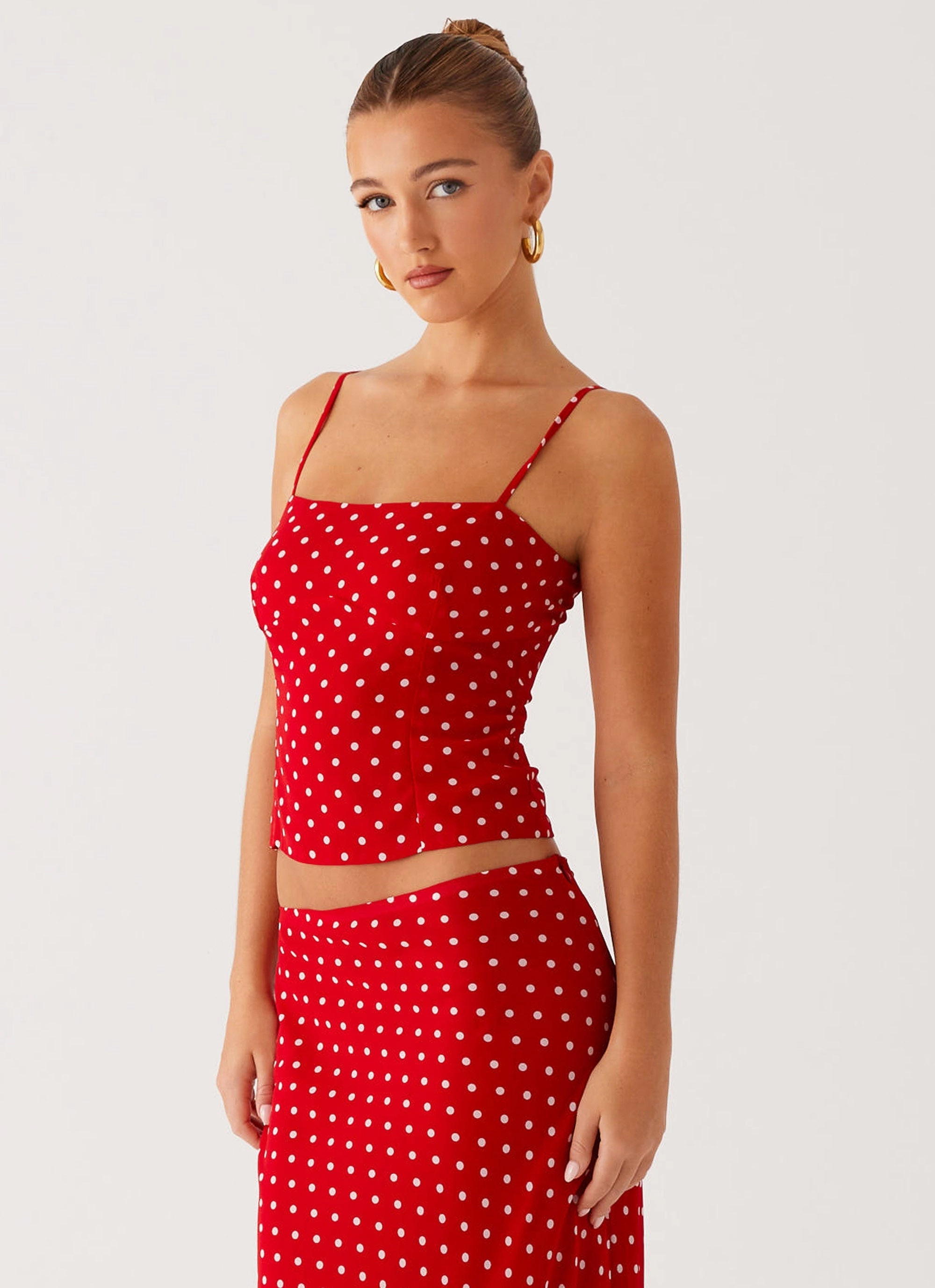 Sweat Absorbent Inner Layer Bendita Top - Red Polka Dot