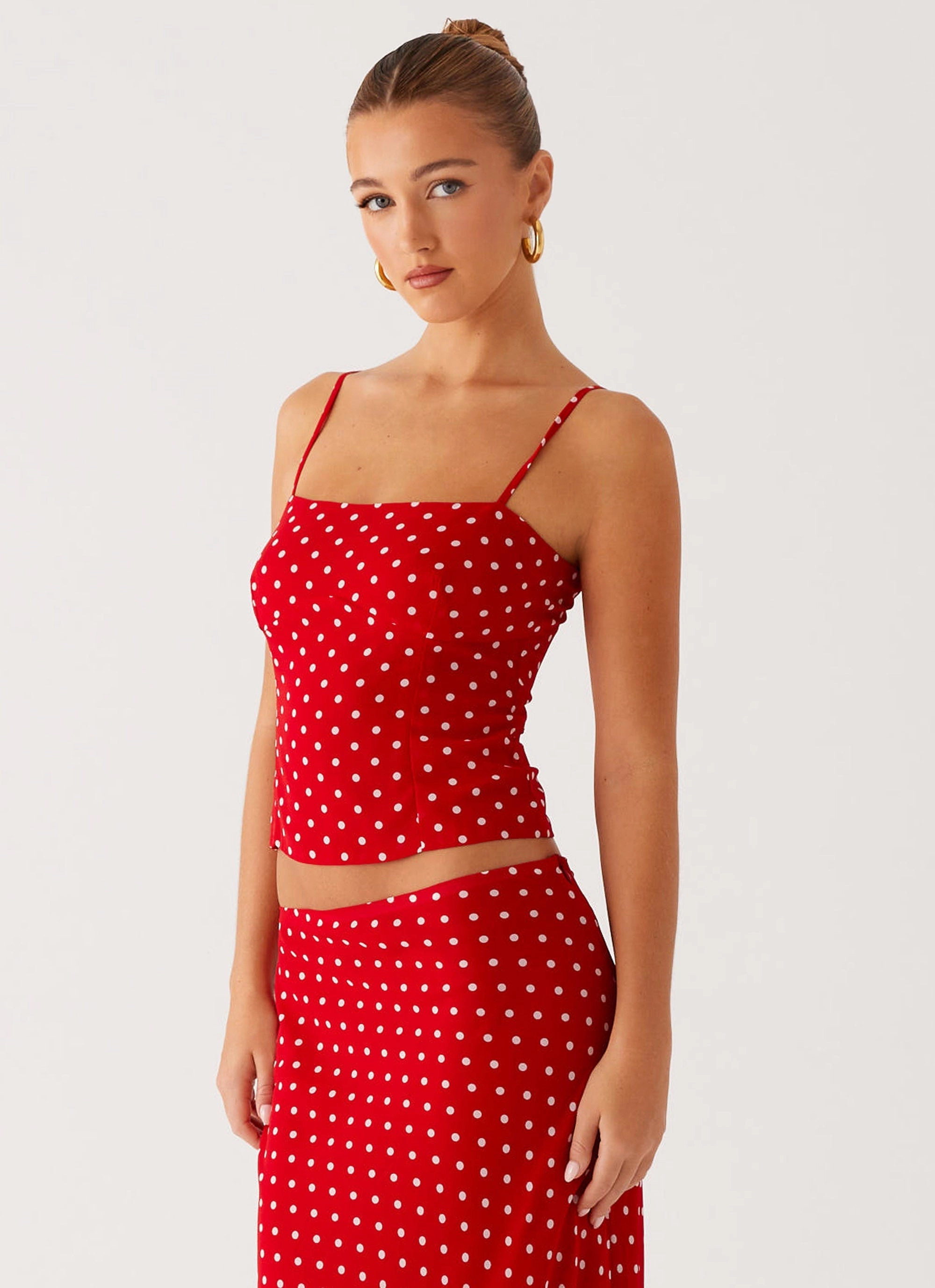 Bendita Top - Red Polka Dot Flexible Design