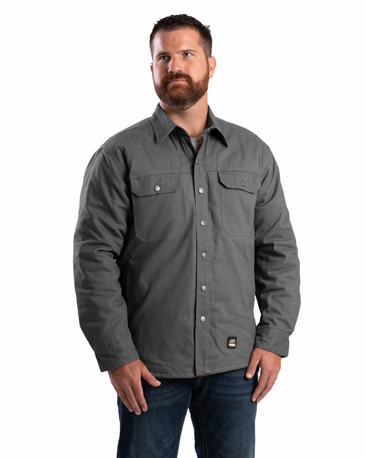 Travel Fit Berne Apparel Mens Heartland Duck Shirt Slate 100% Cotton Jacket