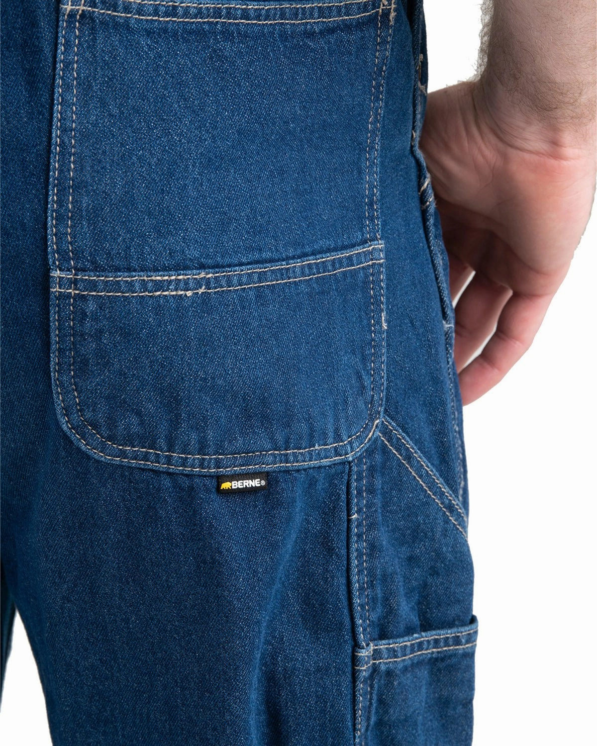 Berne Apparel Mens Heritage Denim Stone Wash Dark 100% Cotton Bib Overall UV Protective Coating Elegant Evening