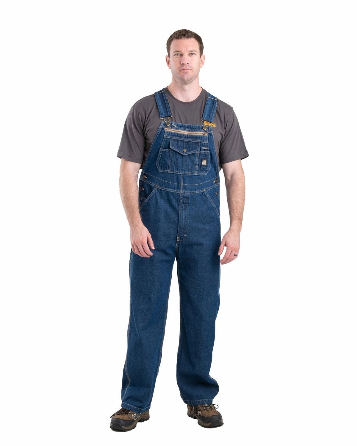 Berne Apparel Mens Heritage Denim Stone Wash Dark 100% Cotton Bib Overall Urban Explorer Look Heat Keep