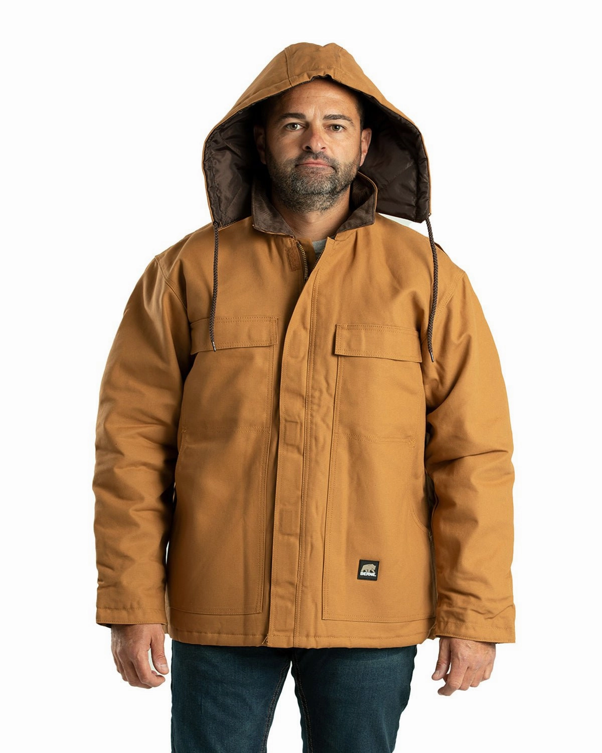 Berne Apparel Mens Heritage Duck Brown Duck 100% Cotton Chore Jacket QuickDryFinish