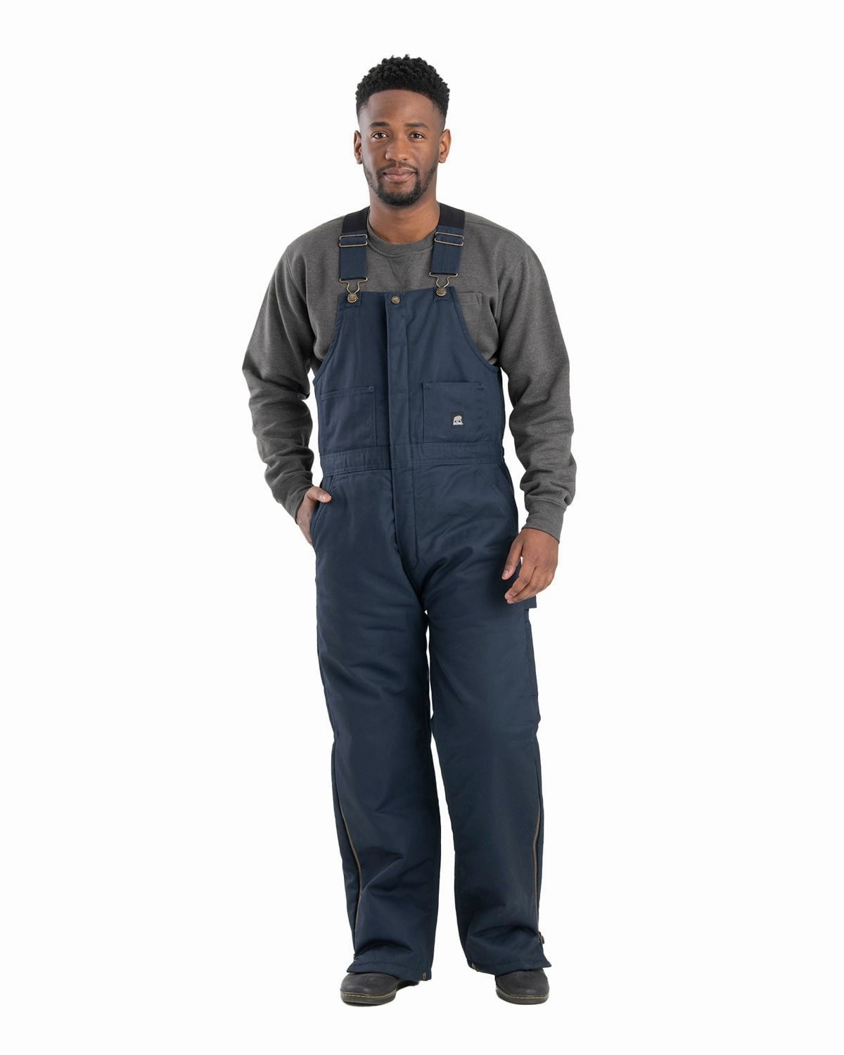 Timeless Fit Style NoiseFreeFabric Berne Apparel Mens Heritage Twill Insulated Navy Cotton Blend Bib Overall