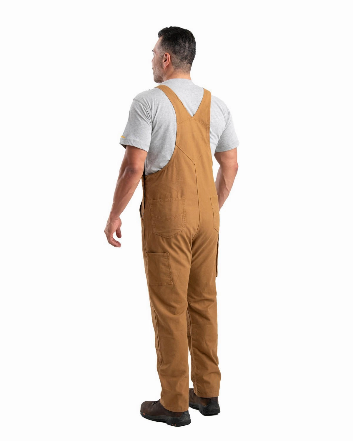 Berne Apparel Mens Highland Flex Unlined Brown Duck Cotton Blend Bib Overall Snow Ready Outfit Quick Access Pockets
