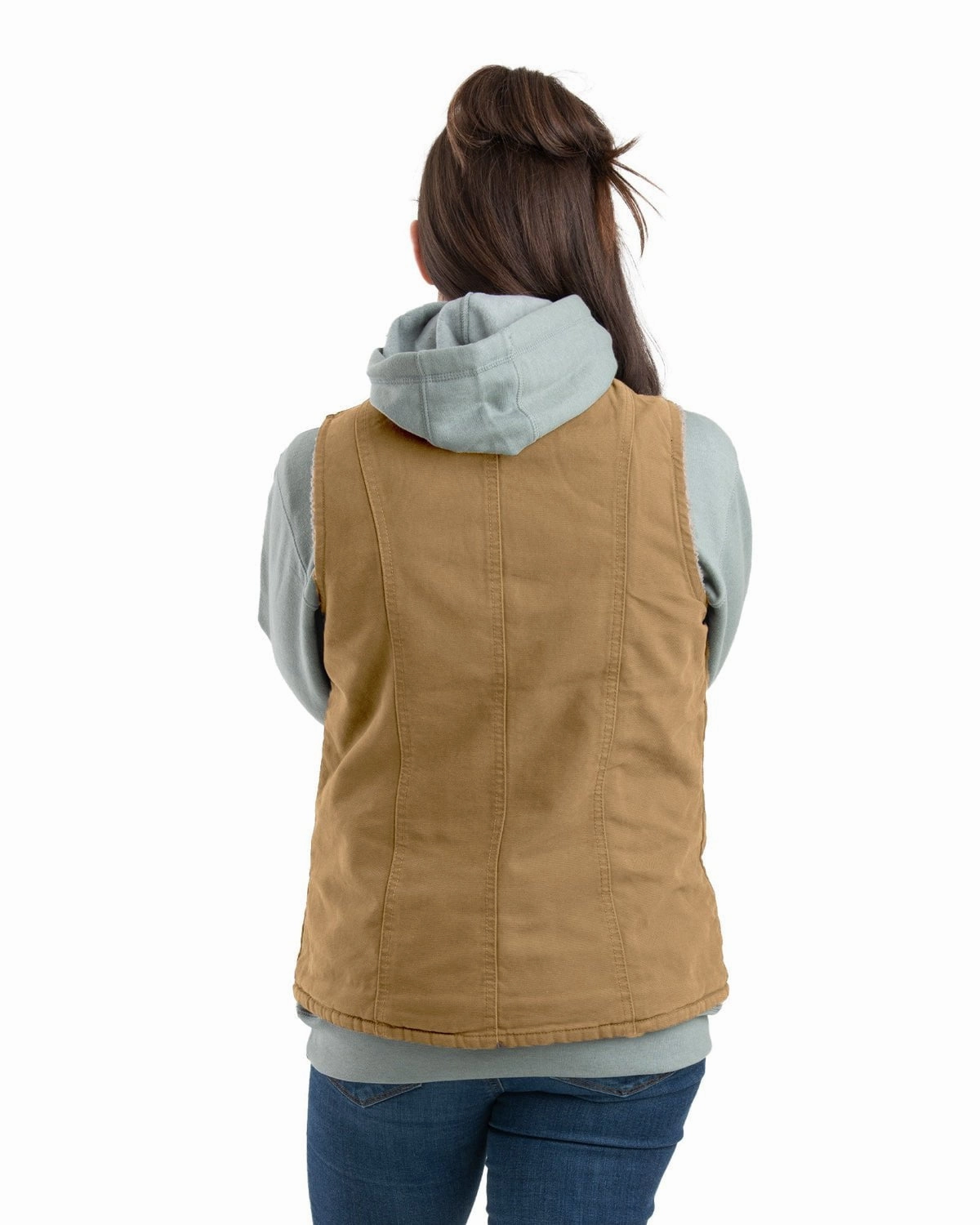 Berne Apparel Womens Sherpa-Lined Softstone Duck Brown Duck 100% Cotton Vest Cold Weather