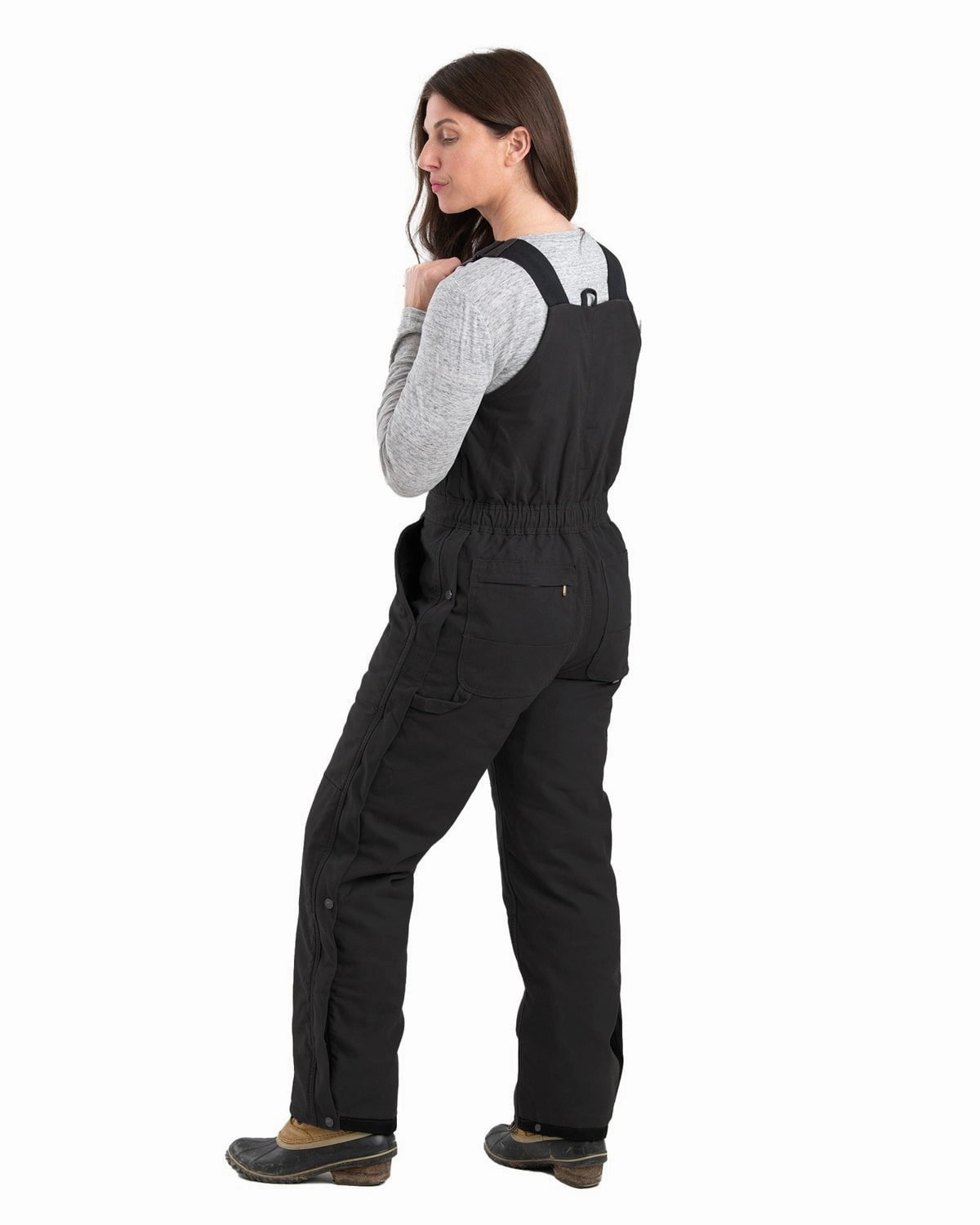 AntiSnag Lining Material Smooth Finish Berne Apparel Womens Softstone Duck Insulated Black 100% Cotton Bib Overall