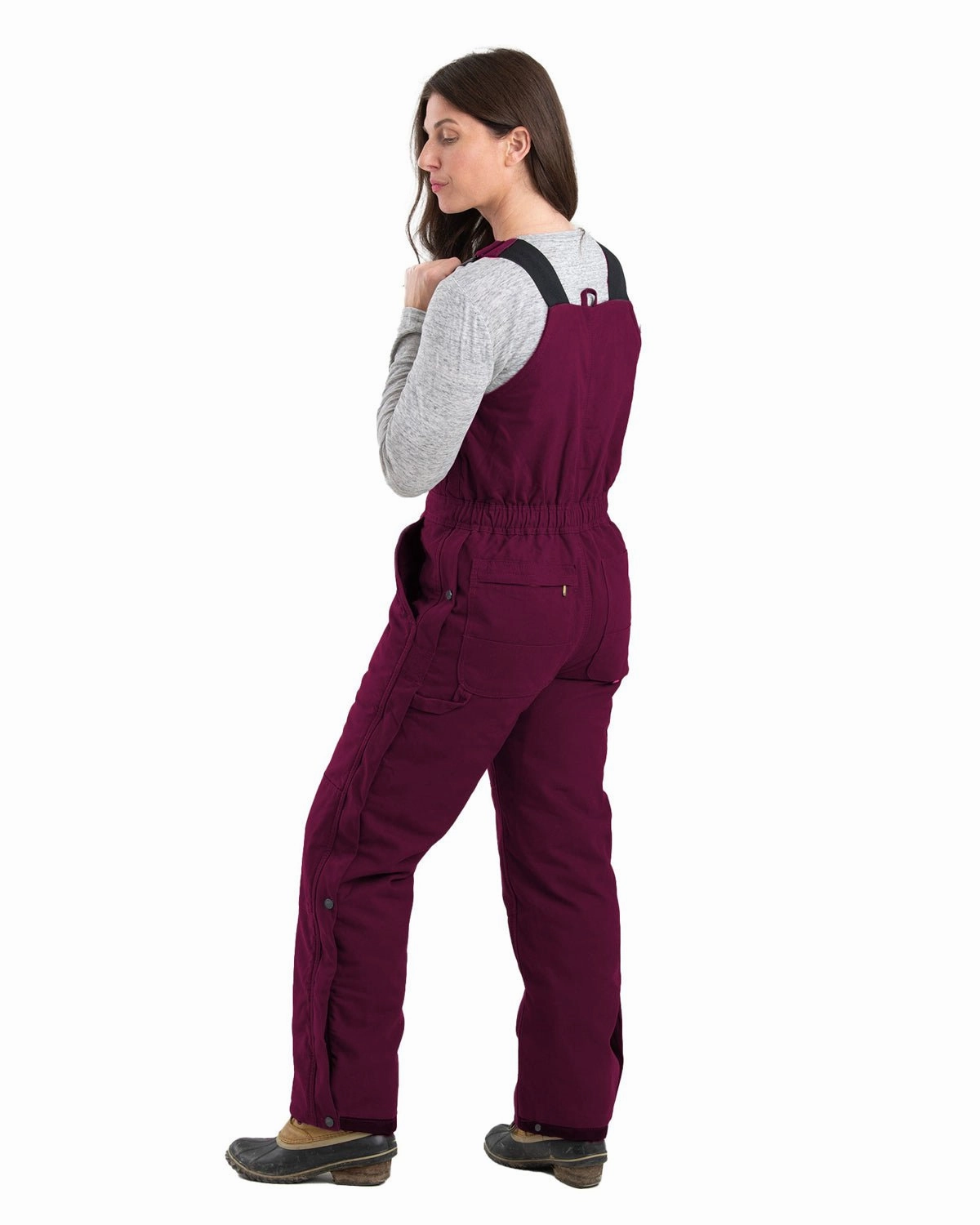 Breathable Technology Moisture Control Fibers Berne Apparel Womens Softstone Duck Insulated Plum 100% Cotton Bib Overall