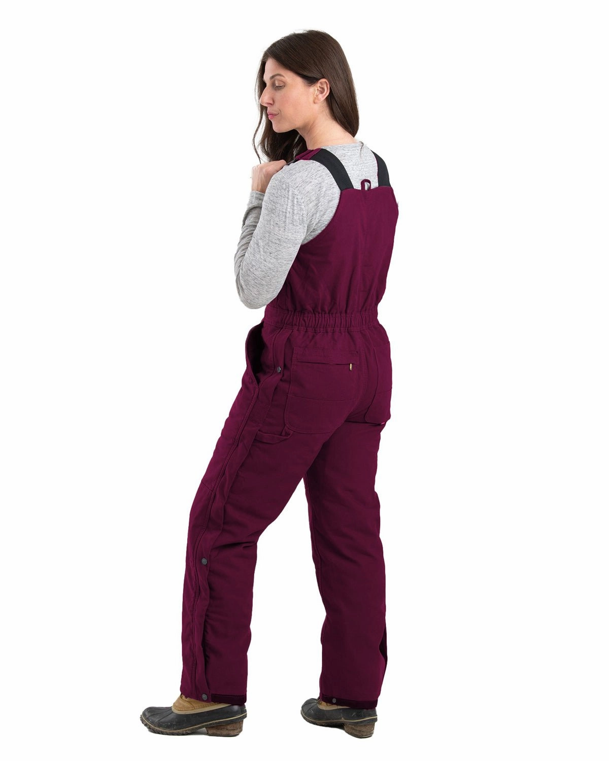 Berne Apparel Womens Softstone Duck Insulated Plum 100% Cotton Bib Overall Comfort Focused Design Stormproof Zipper