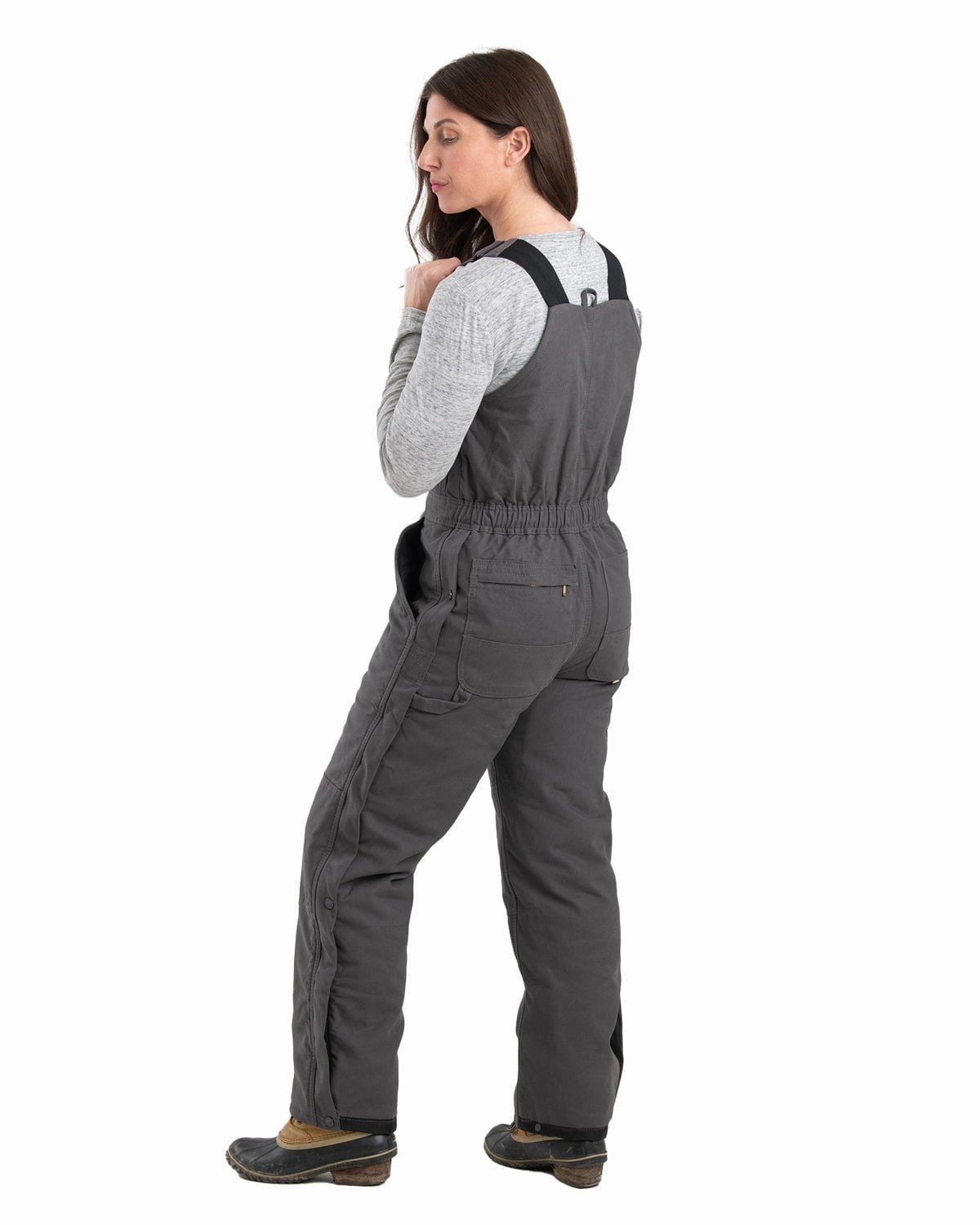 Active Urban Layer Clean Minimal Look Berne Apparel Womens Softstone Duck Insulated Titanium 100% Cotton Bib Overall