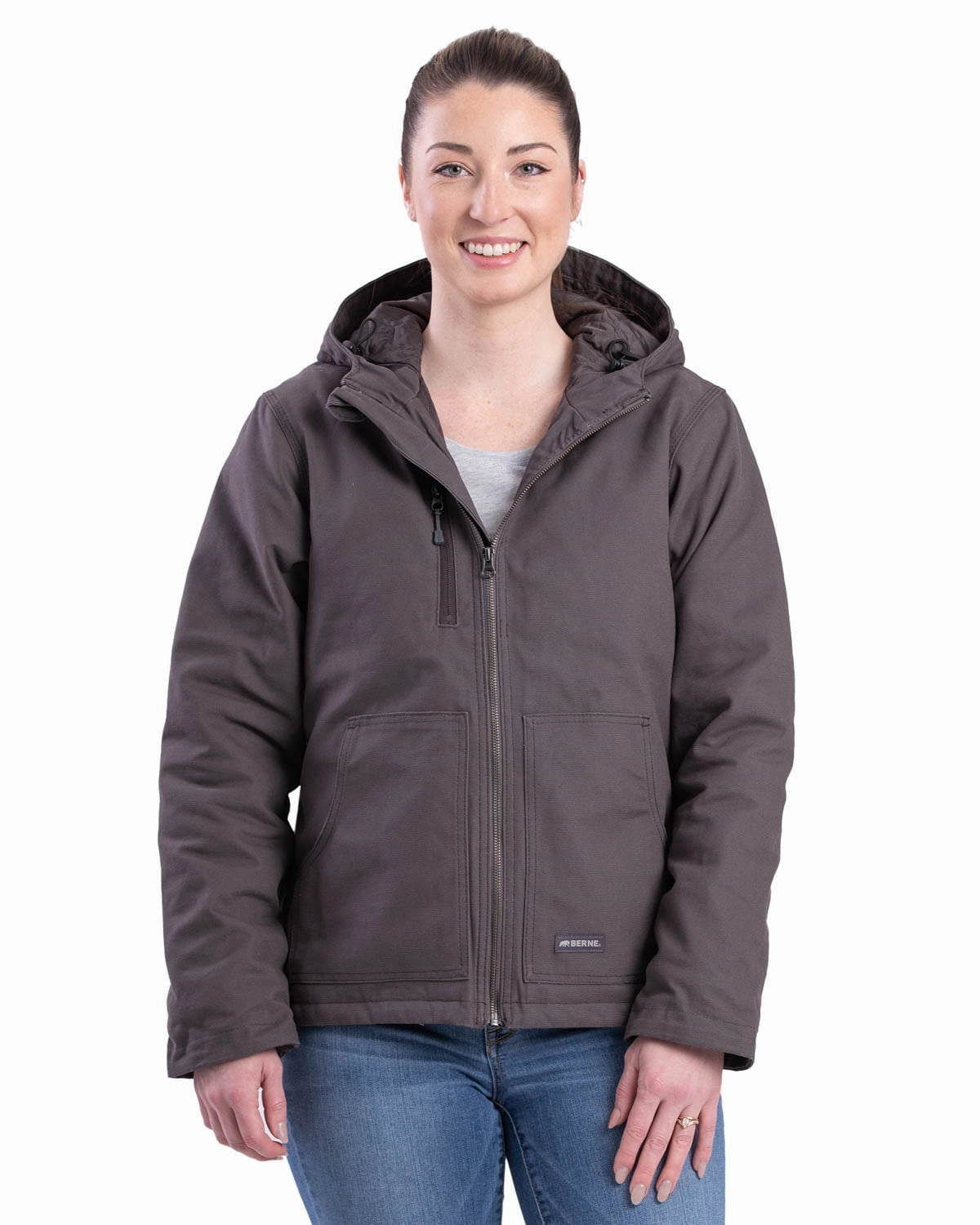 Berne Ladies Titanium 100% Cotton Ladies Hooded Jacket Fall Outfit Windproof Material