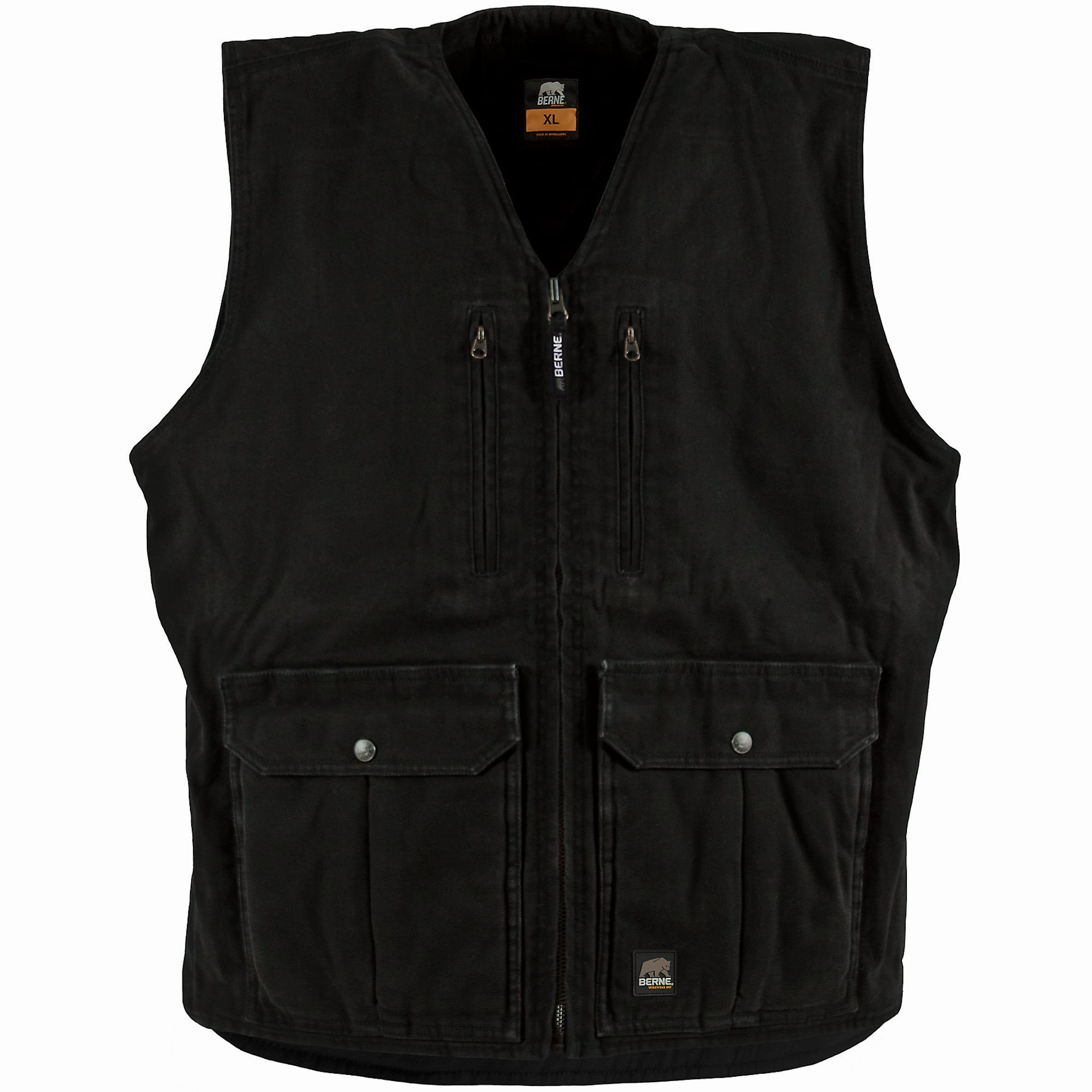 Berne Mens Black 100% Cotton Echo One Zero Vest Adaptive Layering System
