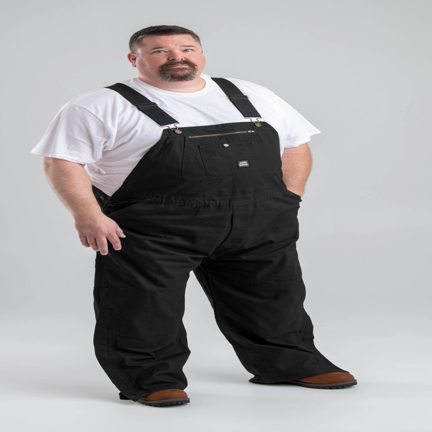 Reinforced Shoulder Protection Berne Mens Black 100% Cotton Unlined Duck Bib Overall