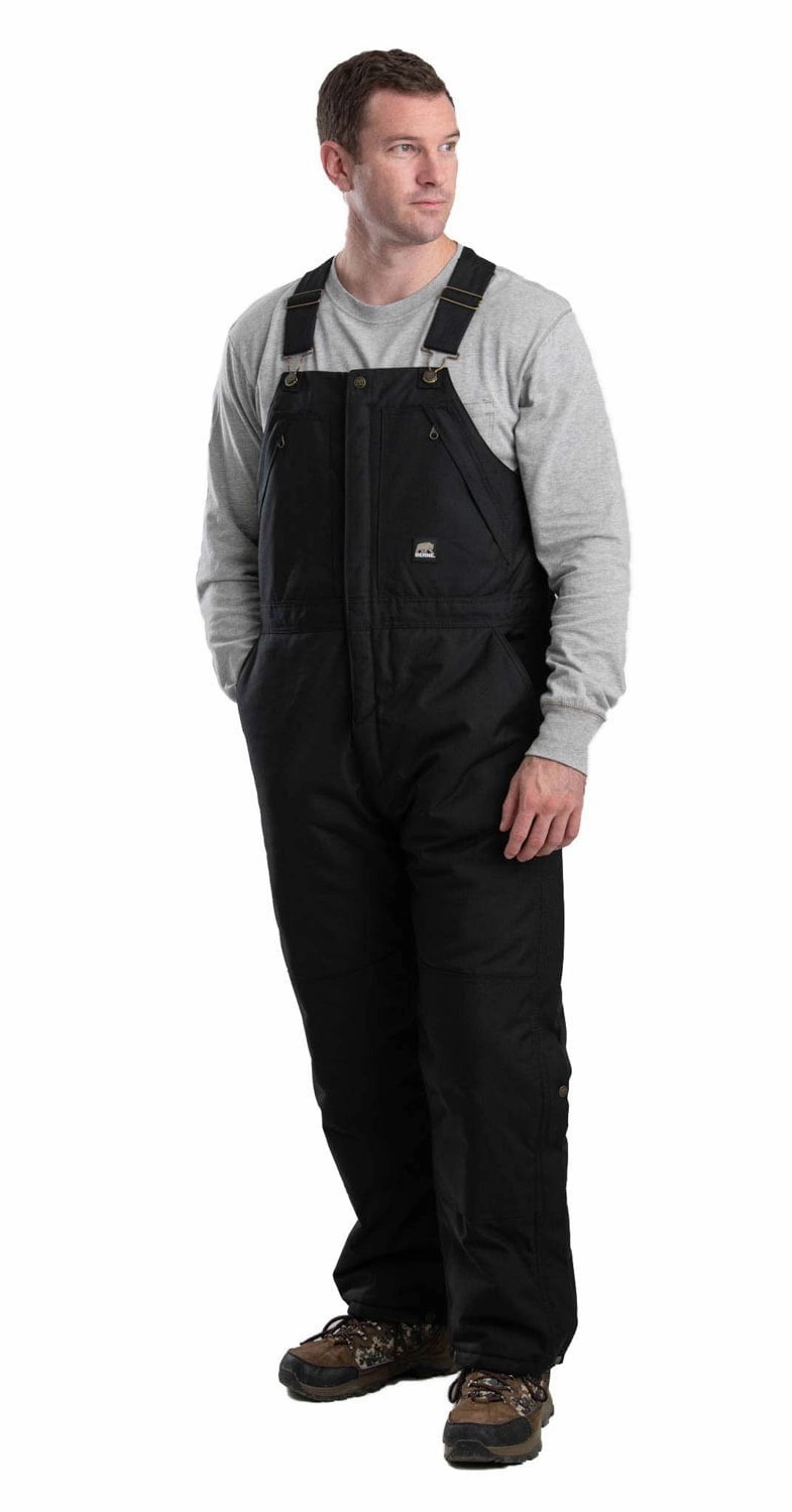 Berne Mens Black Nylon Icecap Insulated Bib Overall Casual Staple