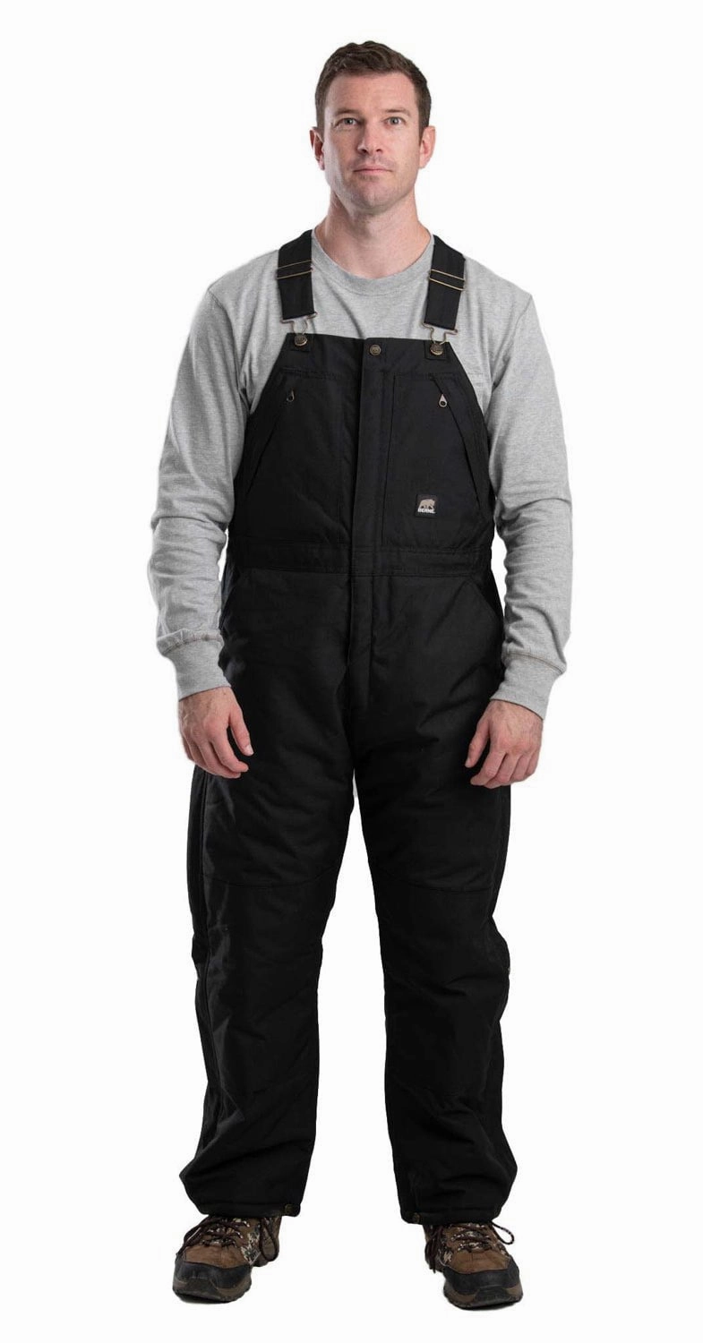 Berne Mens Black Nylon Icecap Insulated Bib Overall Weekday Street Look Odor Control Finish