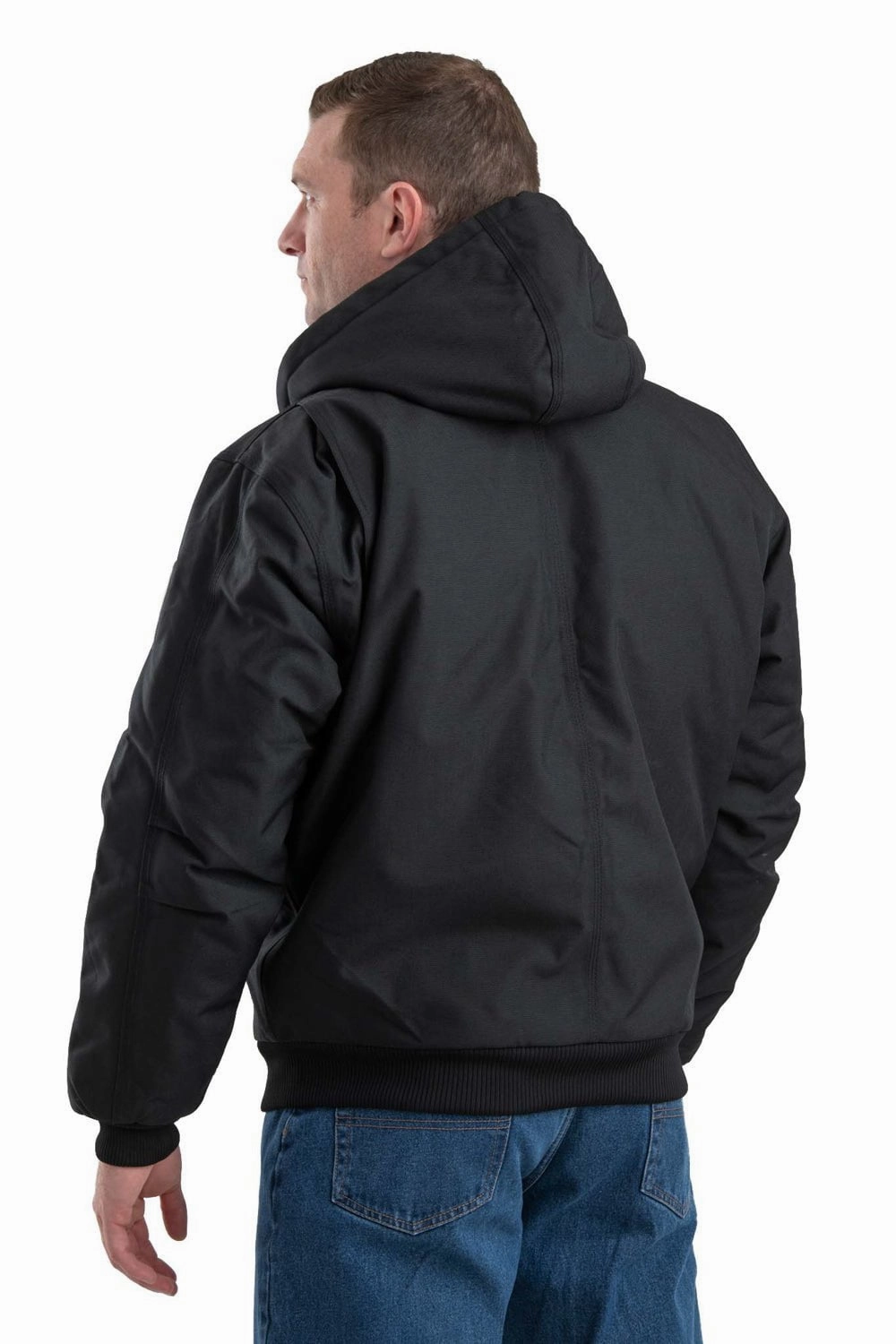 Anti Pilling Surface Berne Mens Black Nylon Icecap Insulated Hooded Jacket