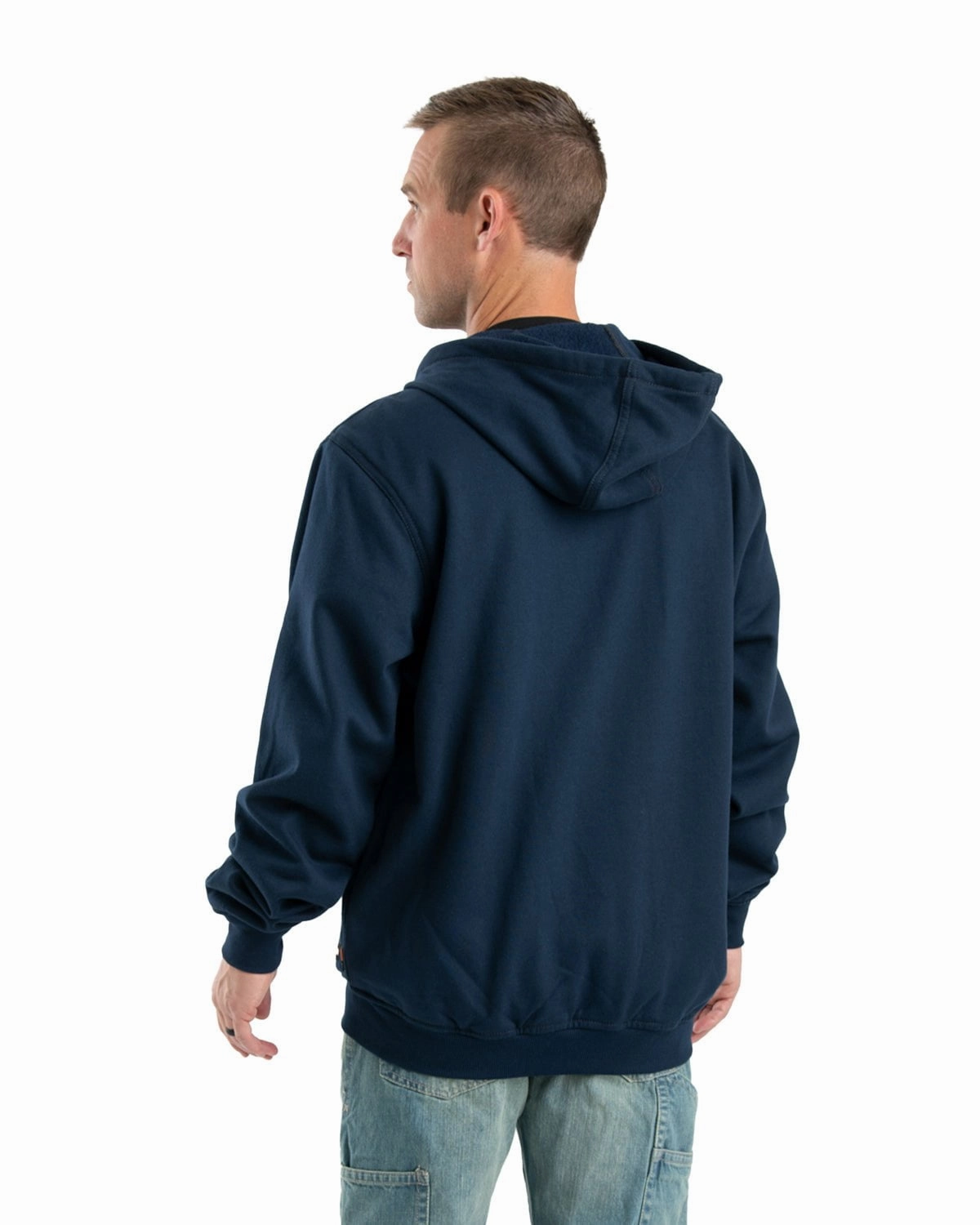 Street Comfort TemperatureRegulating Berne Mens FR Zip Front NFPA 2112 Navy 100% Cotton Hoodie