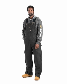 Berne Mens Heartland Insulated Washed Duck Black 100% Cotton Bib Overall DurableOuterShell Quick drying material