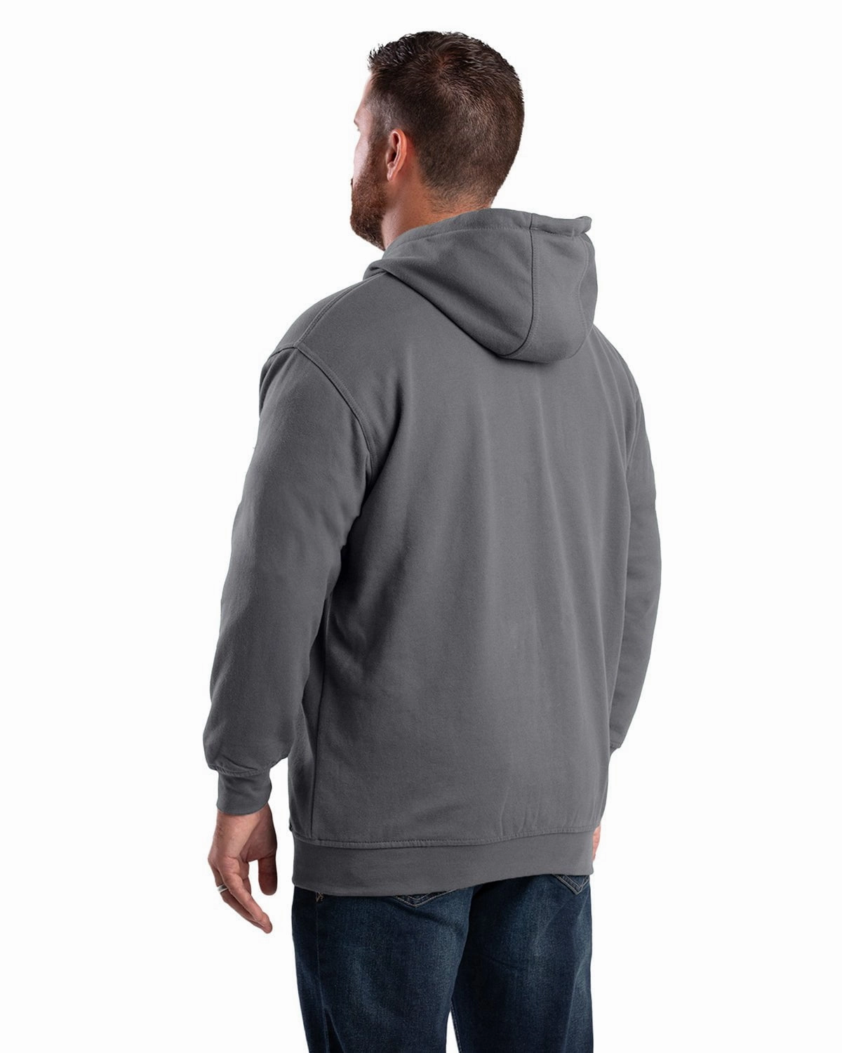 BondedZipperGuards Berne Mens Heritage Thermal-Lined Full-Zip Graphite Cotton Blend Hoodie
