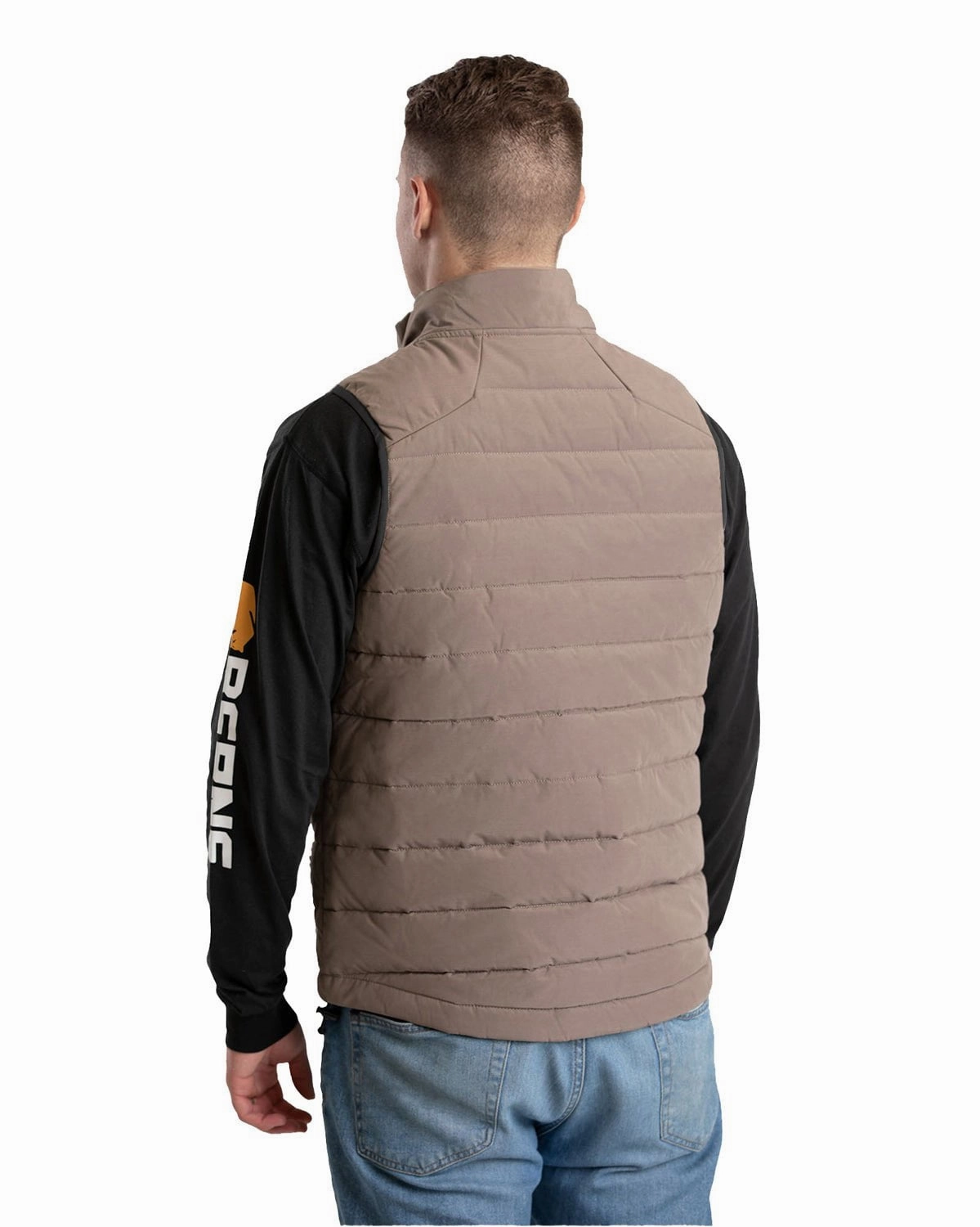Trail To Town Long Length Berne Mens Highland Quilted Work Grey Stone Cotton Blend Vest