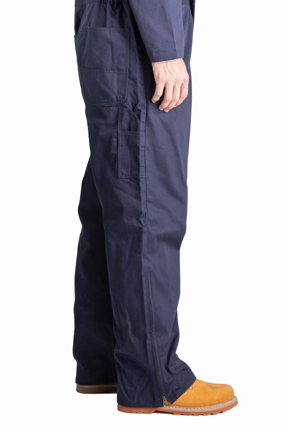 No Wrinkle Silicone Grip Trim Berne Mens Navy 100% Cotton Unlined Coverall