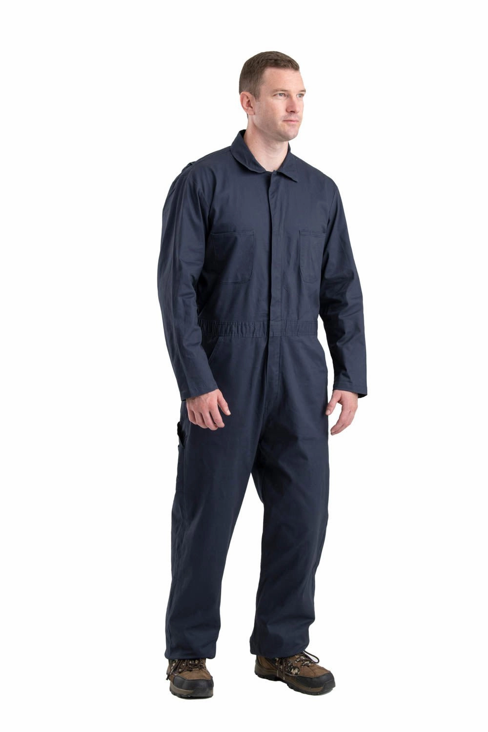 Berne Mens Navy 100% Cotton Unlined Coverall Fire Retardant Treated Fabric Comfort Stretch Fabric