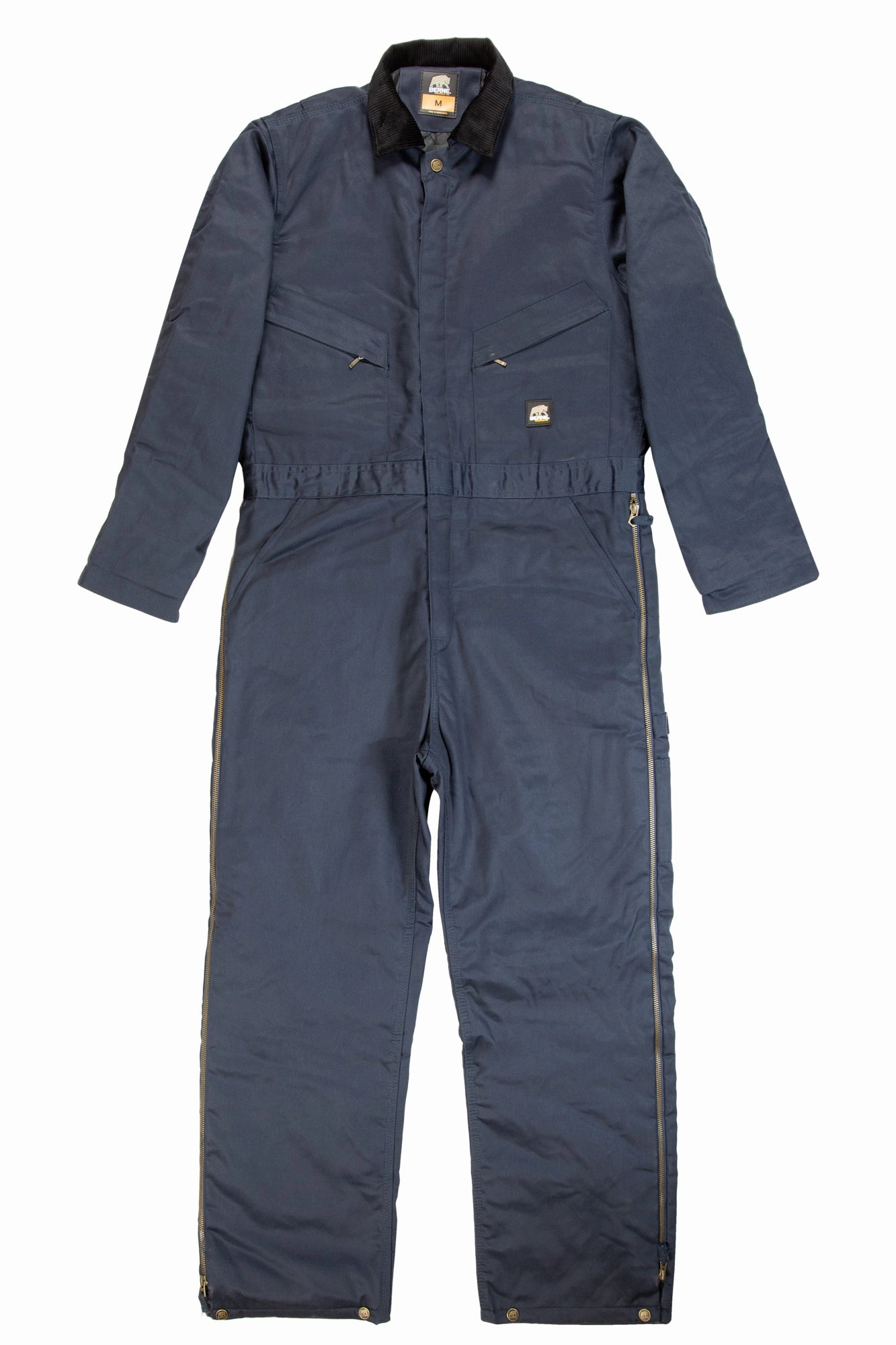 Stormproof Zipper Berne Mens Navy Cotton Blend Deluxe Insulated Coverall