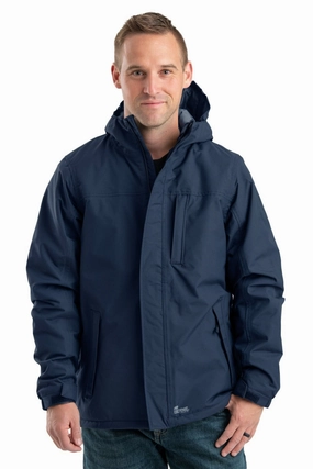 Durable Outer Layer Berne Mens Navy Nylon Coastline Waterproof Insulated Storm Jacket