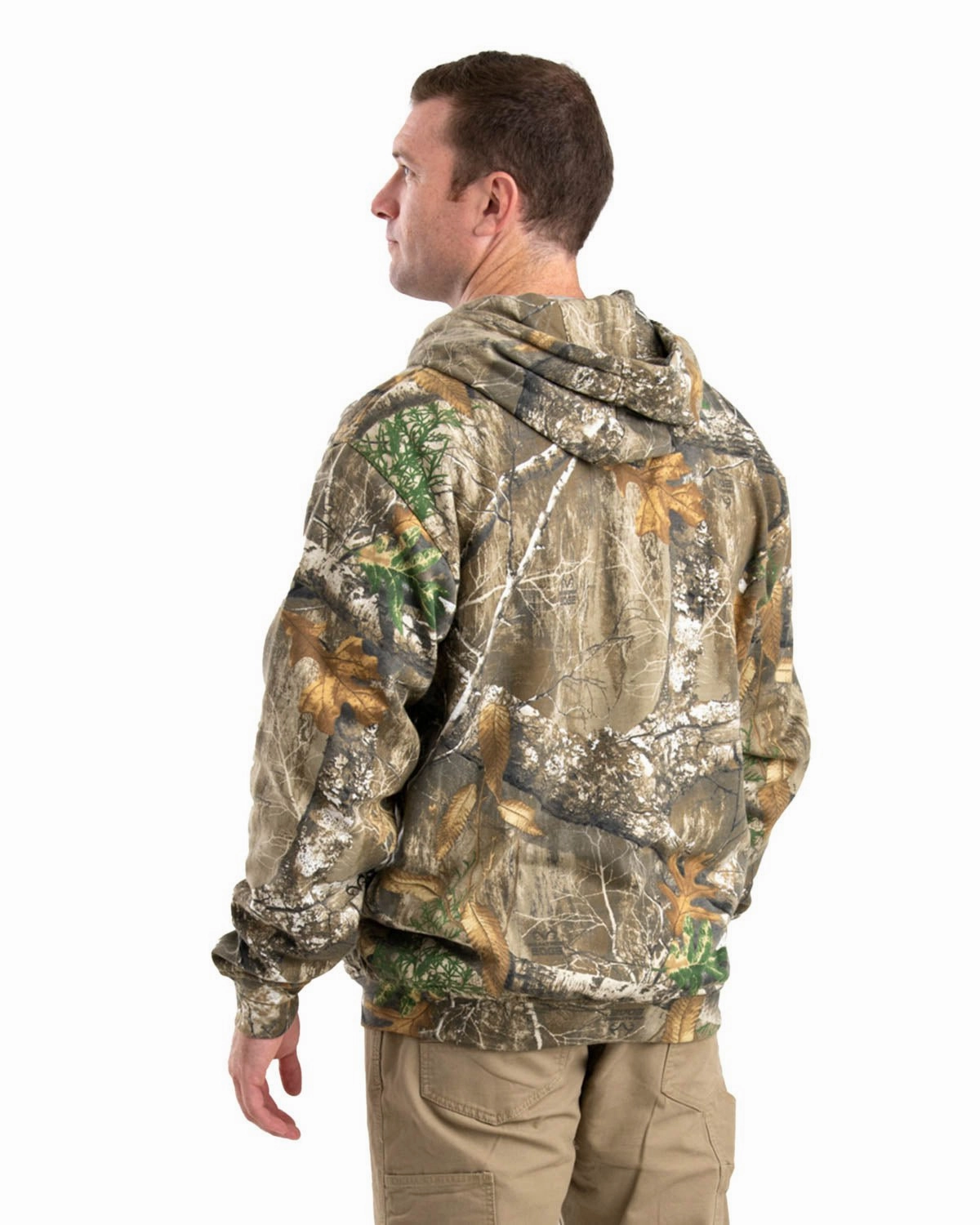 Berne Mens Realtree Edge Cotton Blend Hooded Sweatshirt Layered Hem Design