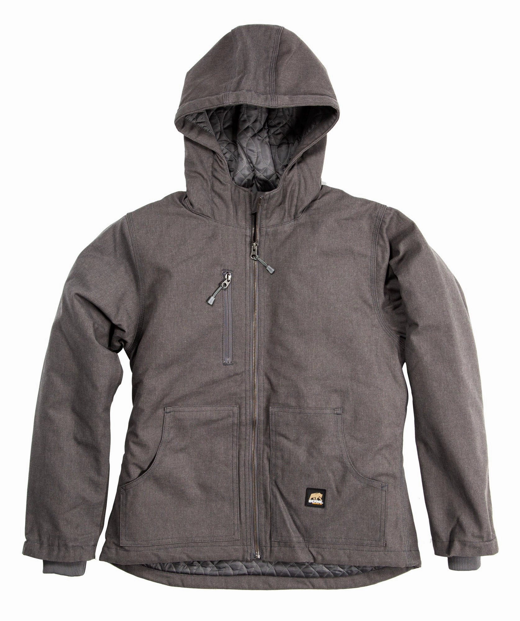 Berne Titanium Cotton Blend Ladies Modern Heathered Jacket Minimalist Pocket Layout Anti Pilling Surface