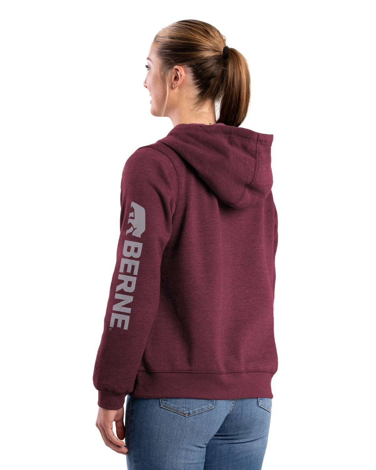 Temperature Adaptive Berne Womens Signature Sleeve Cabernet Fleece Hoodie