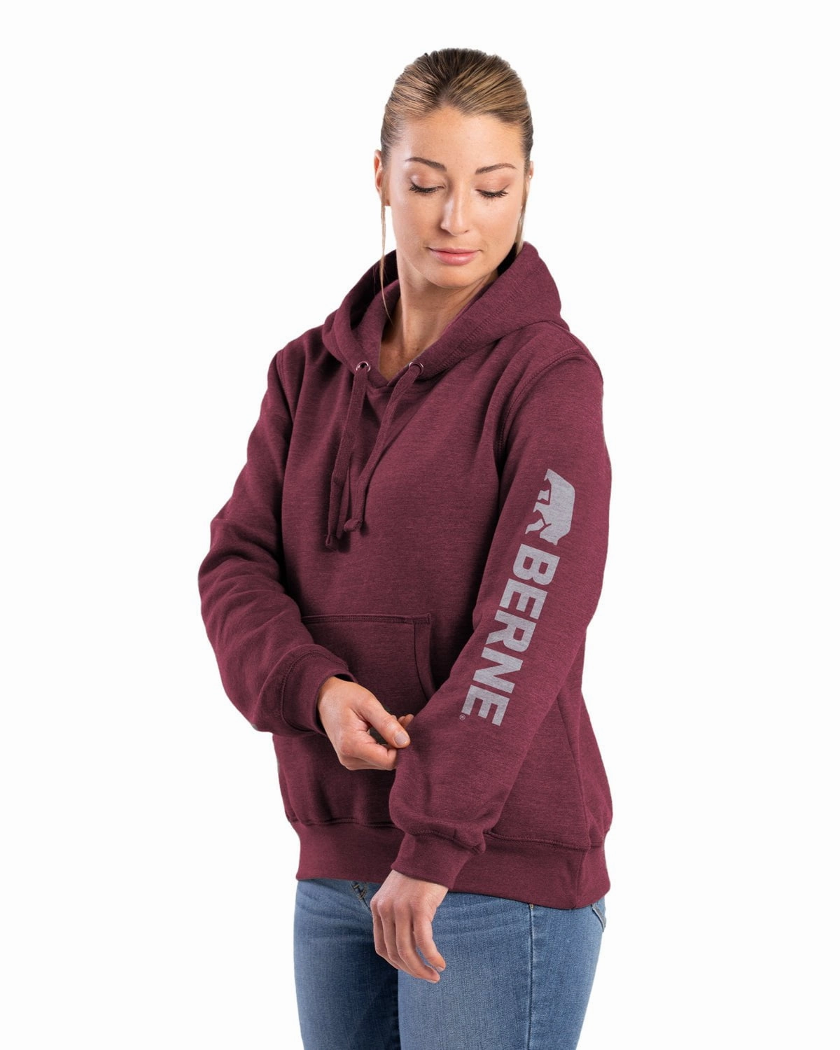 Abrasion Proof Shoulders Magnetic Closure Options Berne Womens Signature Sleeve Cabernet Fleece Hoodie