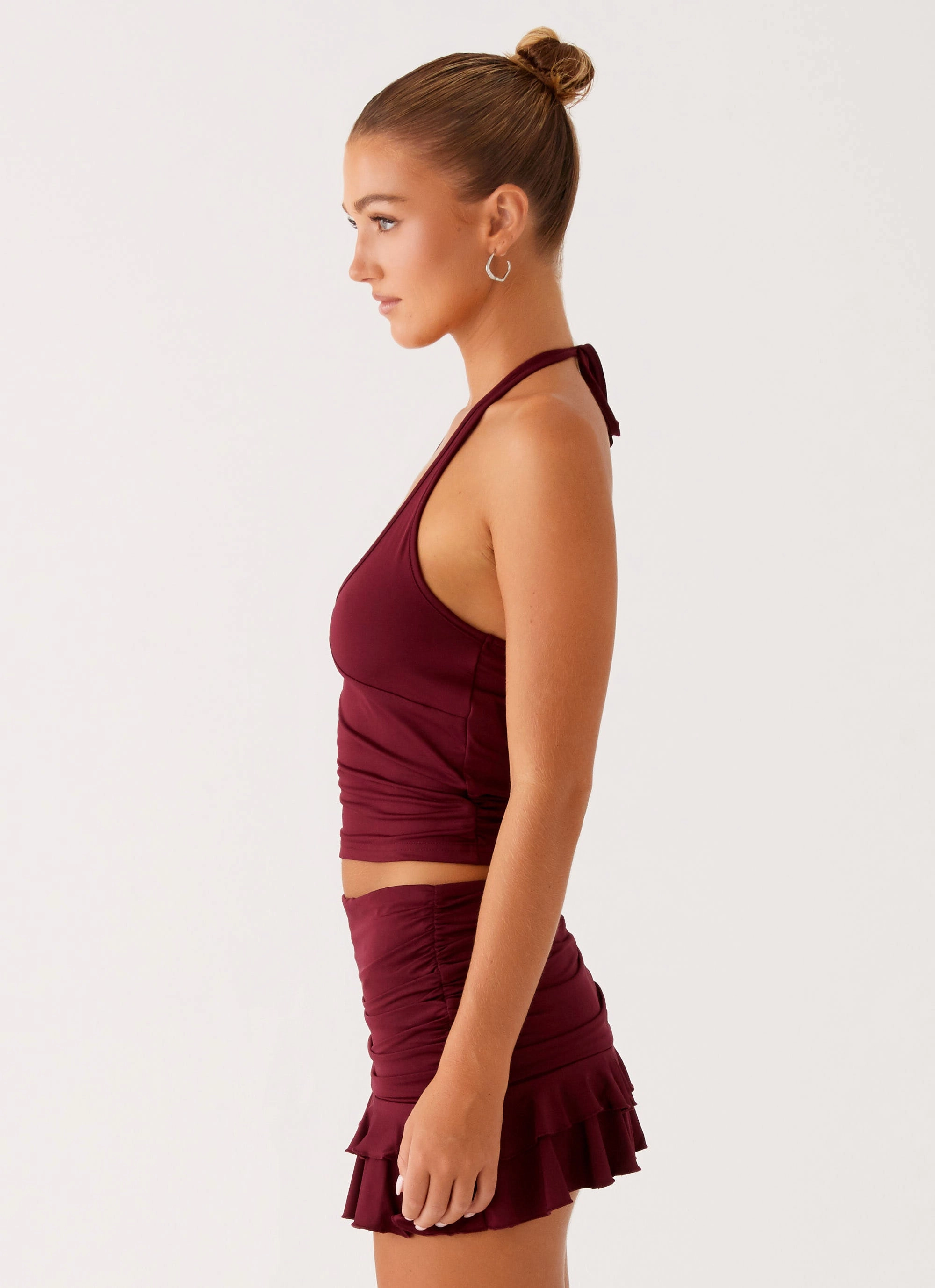 RibbedCuff Bernie Halter Top - Raspberry Wine