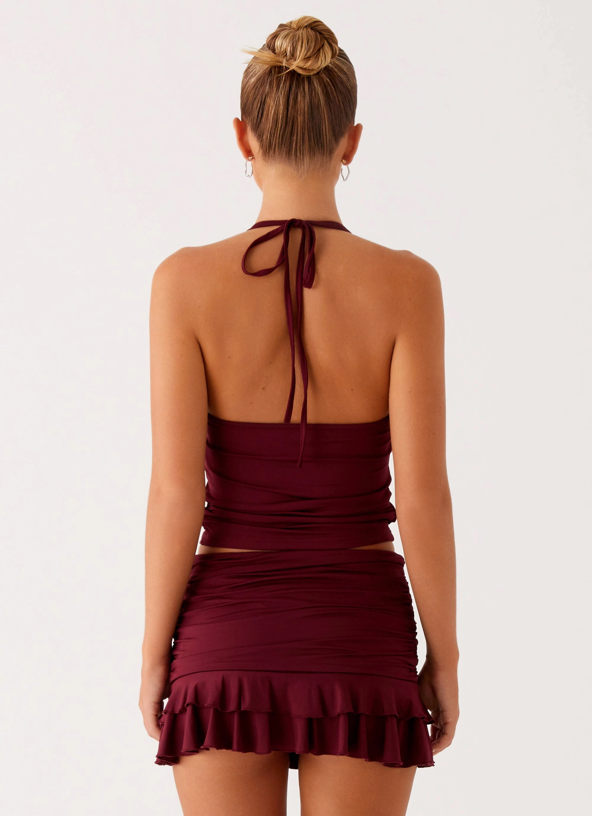 Bernie Halter Top - Raspberry Wine Anti Pilling Treatment Office Look