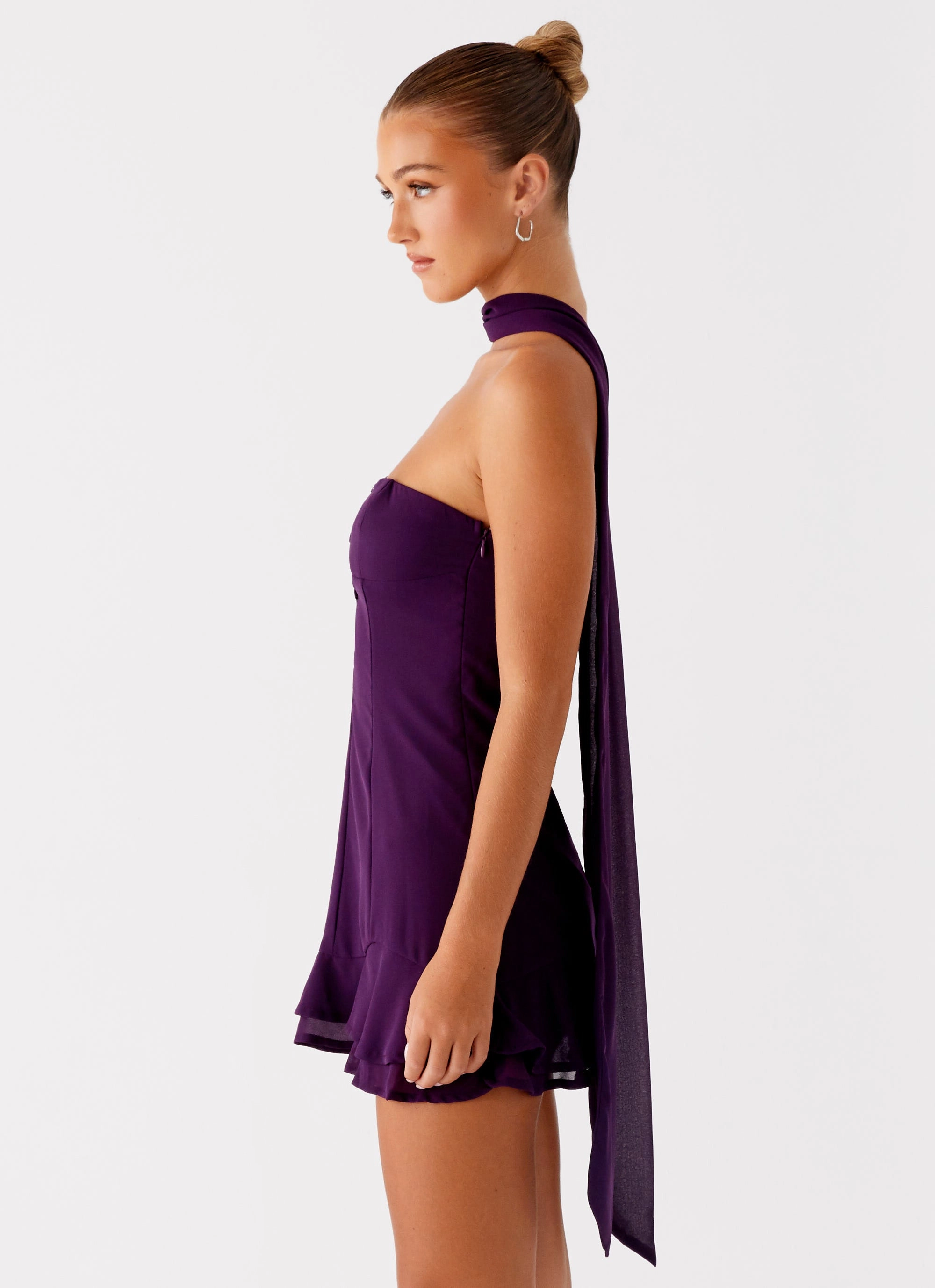 Avenue Mini Dress - Plum Cool Shape Satin Soft