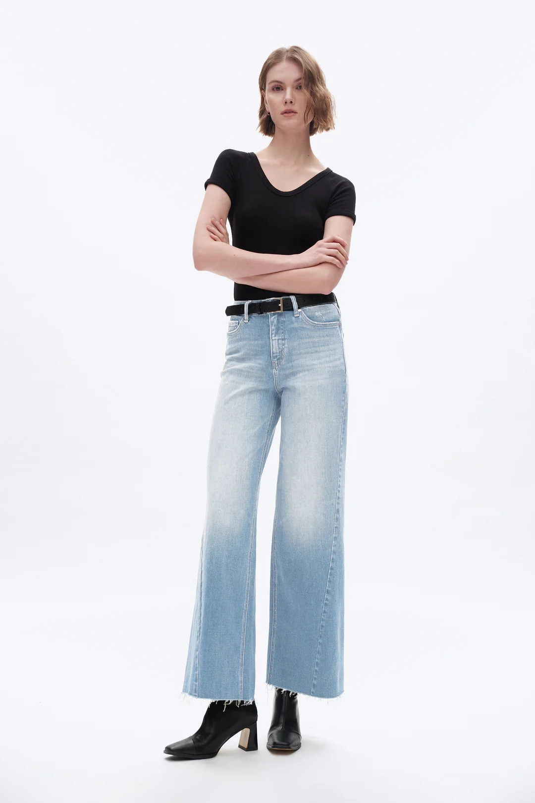AllSeason Wearability Moisture Wicking Technology Beth High Rise Wide Leg Denim Jeans