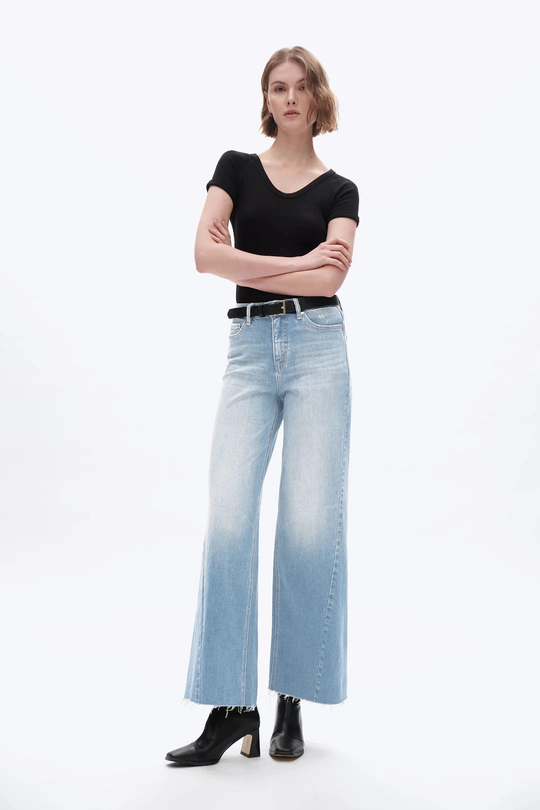 Beth High Rise Wide Leg Denim Jeans Tension Balanced Design