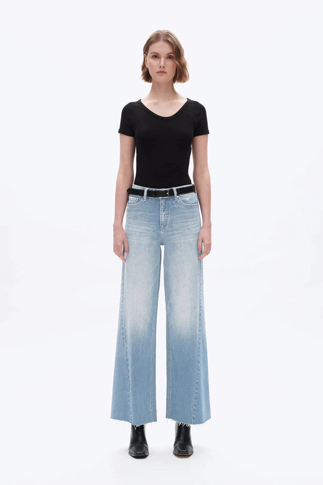 Comfortable Collar Reinforced Stress Points Beth High Rise Wide Leg Denim Jeans