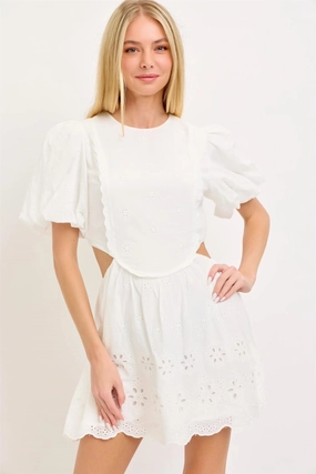 Betsy Eyelet Mini Dress Work Ready