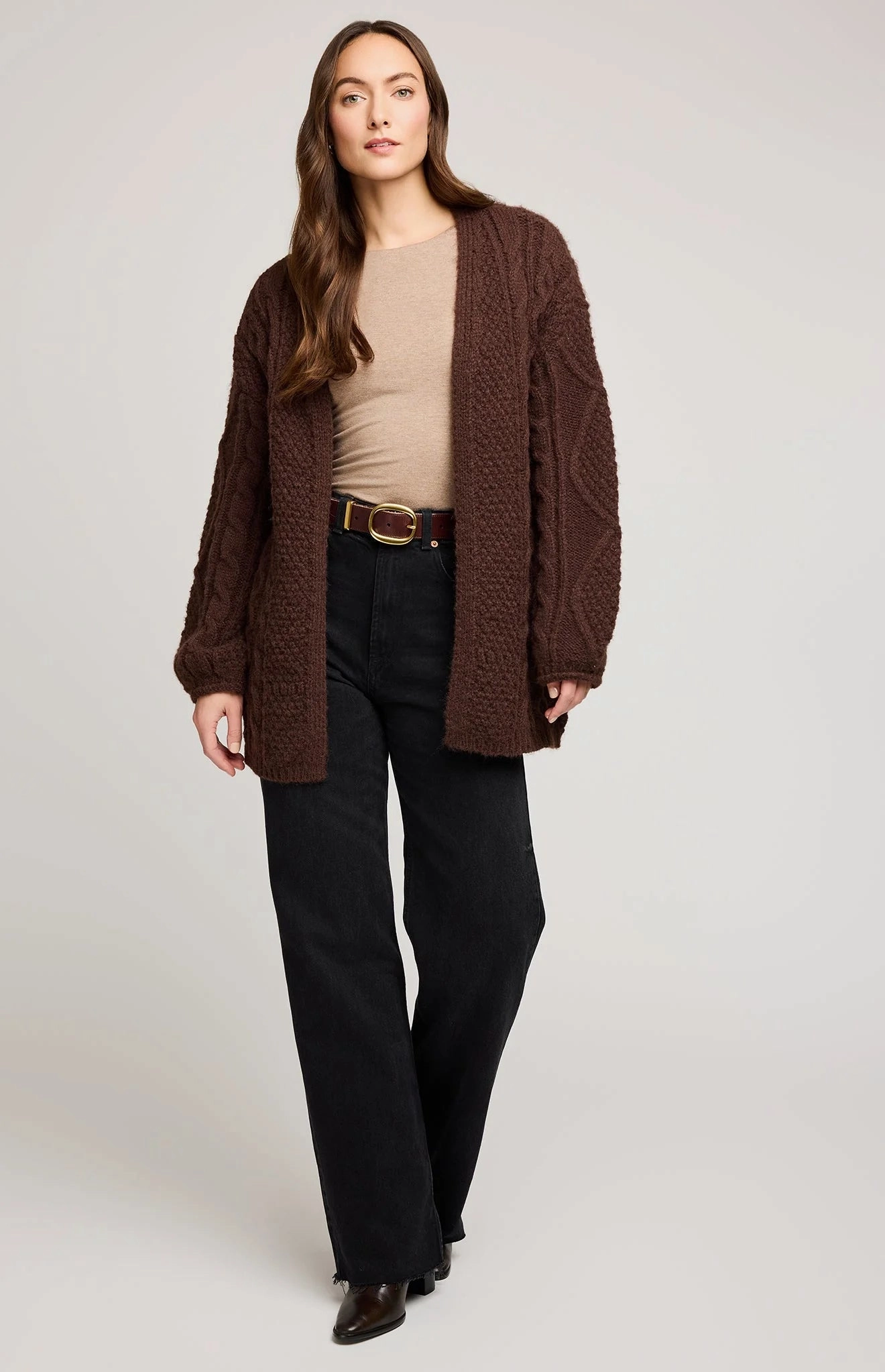 Betty Cardigan - Chocolate Breathable Underarm Gussets Double Layered Hem Reinforcement