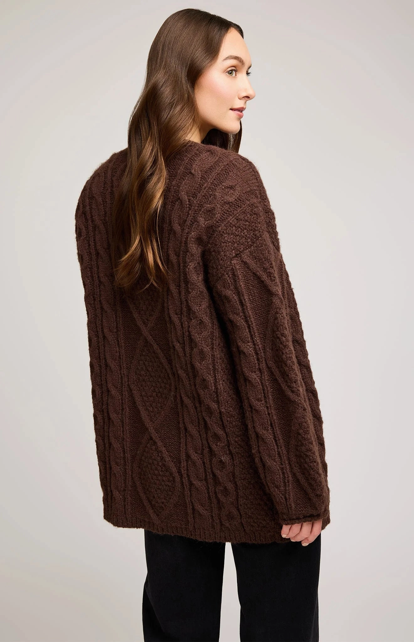 RelaxedSilhouette Non Irritating Label Betty Cardigan - Chocolate