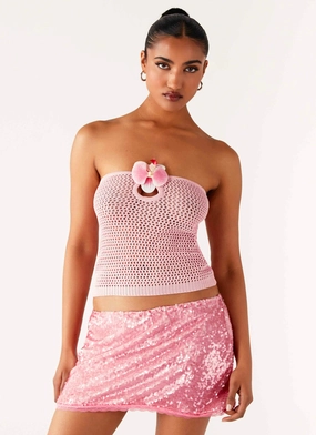Galia Crochet Top - Pink ButterSoftTexture SubtleTexture