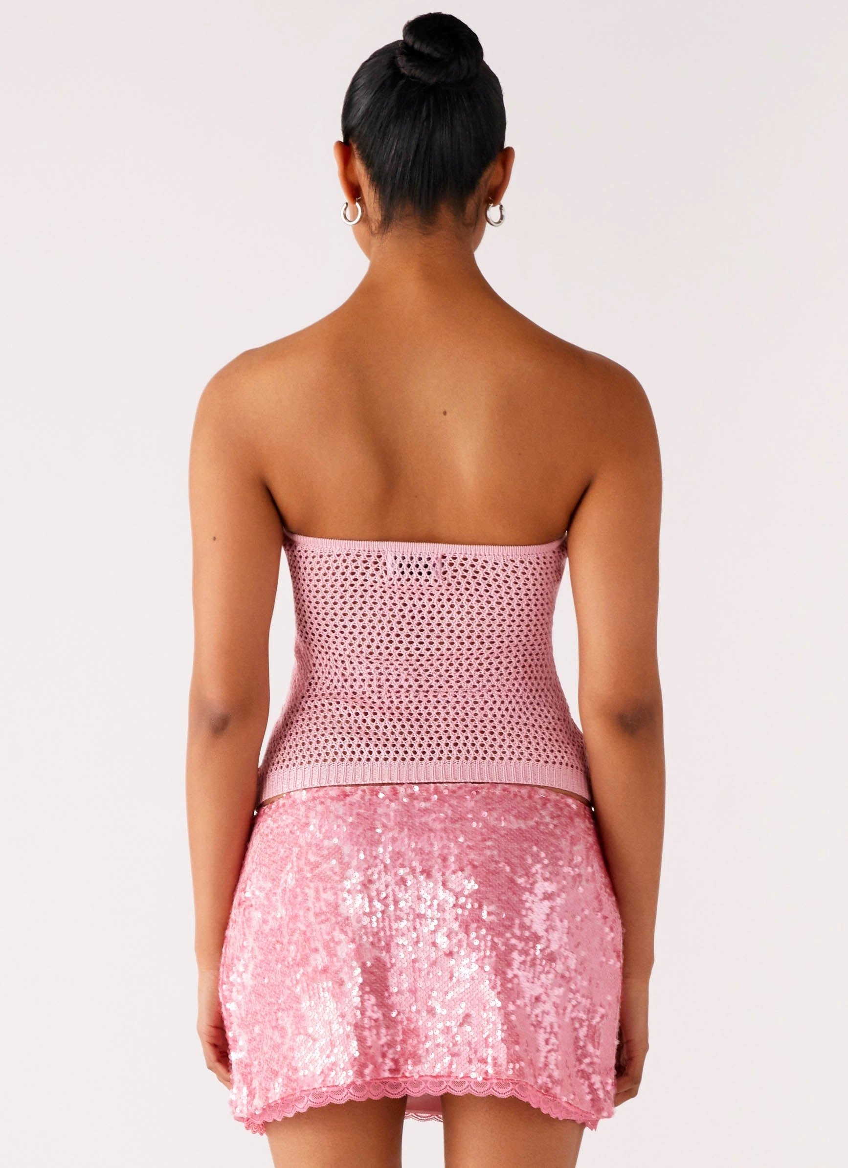 Garment Washed Softness Galia Crochet Top - Pink