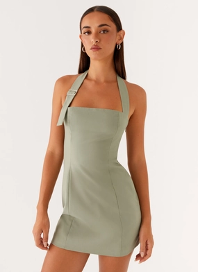 Natural Tones Bianca Halter Dress - Sage