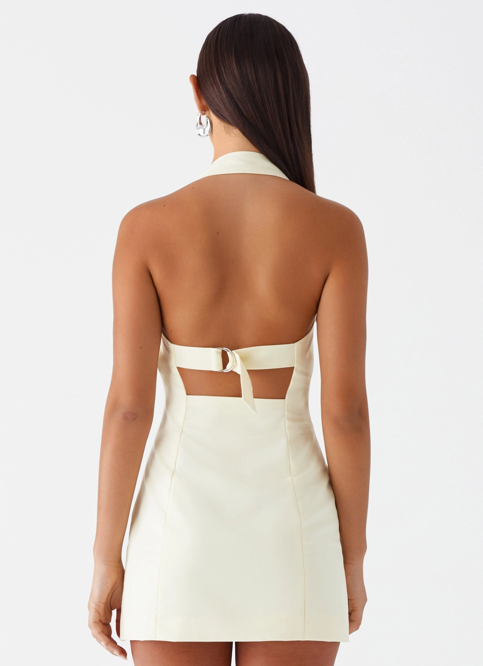 Bianca Halter Dress - Yellow Silk Shine