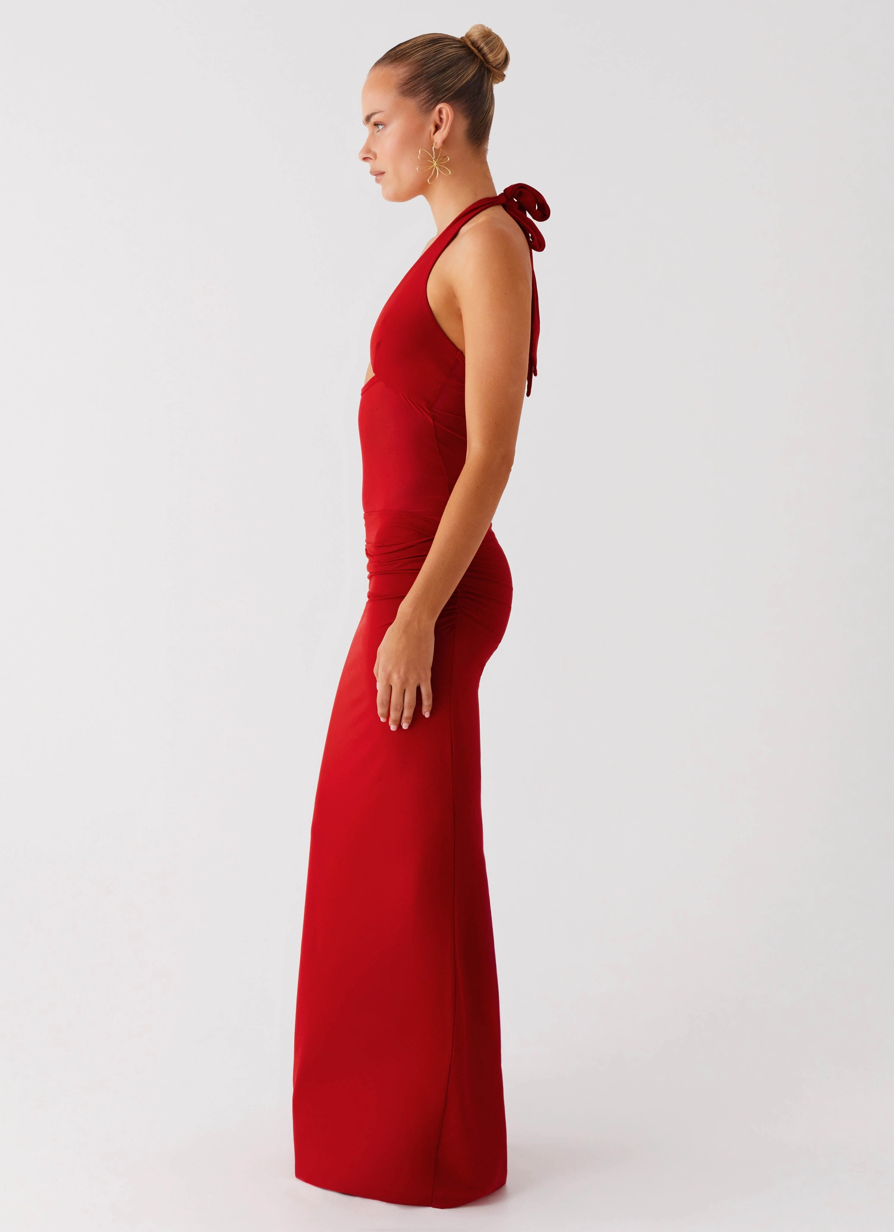 Billen Halter Maxi Dress - Red Warm-Layer Spring Style